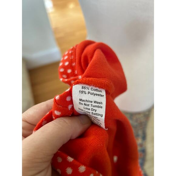 Eva Franco Coral Orange & White Polka Dot Belted Knit Dress - Picture 6 of 7